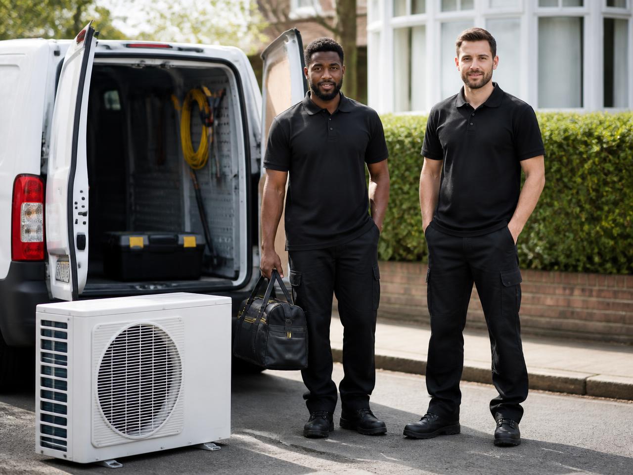 Equipe SINTEC com van de serviço